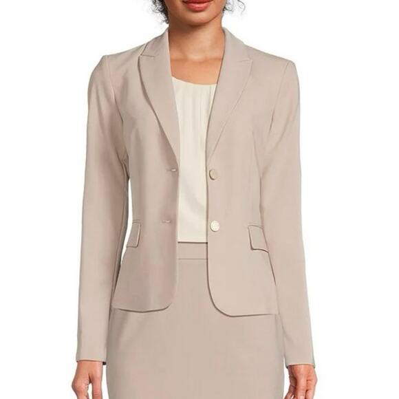 Calvin Klein Khaki Notch Collar Long Sleeve Blazer Jacket Women's Plus Size 20W - Picture 1 of 14